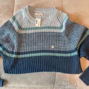 Aeropostale Blue Crew Neck Sweater with Ribbed Knit